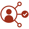 Icon of person in a circle with a check mark next to it to represent generating leads